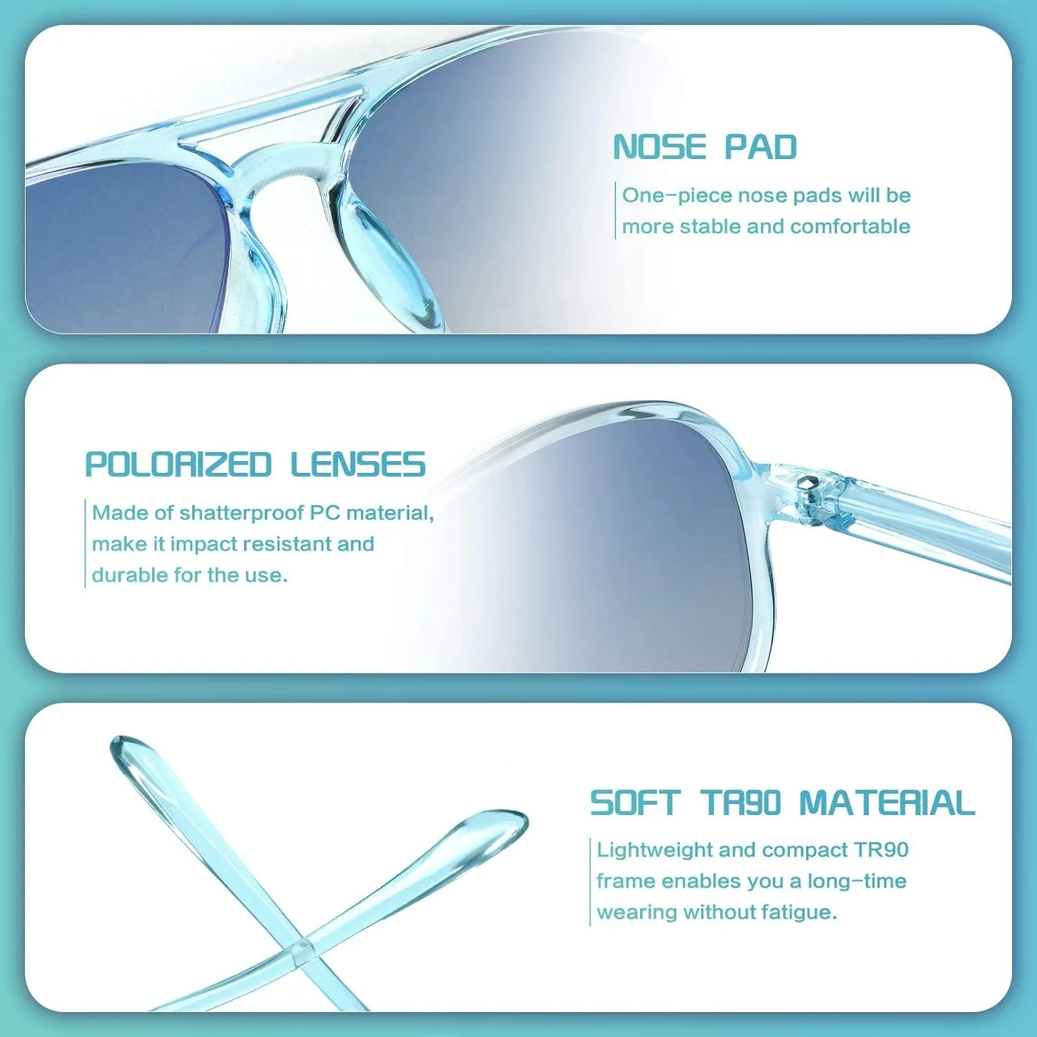 FONHCOO Kids Polarized Sunglasses for Girls Boys Aviator Toddler Sunglasses with Flexible Frame, UV400 Protection, Age 5-12