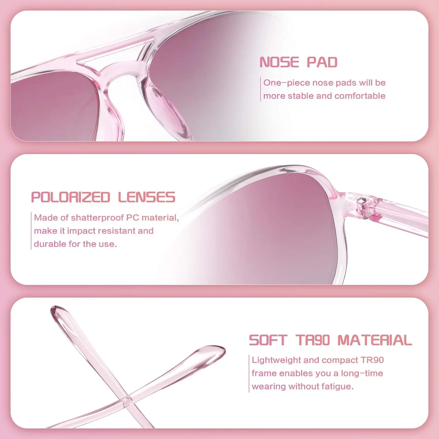 FONHCOO Kids Polarized Sunglasses for Girls Boys Aviator Toddler Sunglasses with Flexible Frame, UV400 Protection, Age 5-12