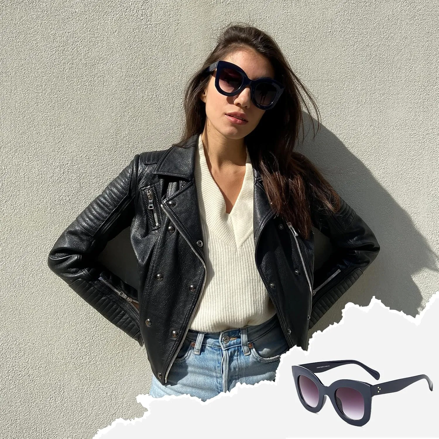 Freckles Mark Thick Fashion Butterfly Sunglasses for Women Trendy Round Cat Eye Sun Glasses