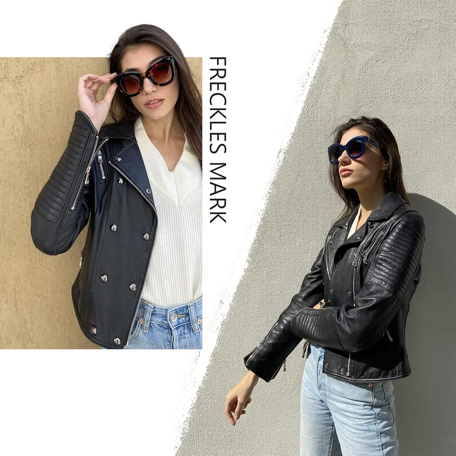 Freckles Mark Thick Fashion Butterfly Sunglasses for Women Trendy Round Cat Eye Sun Glasses