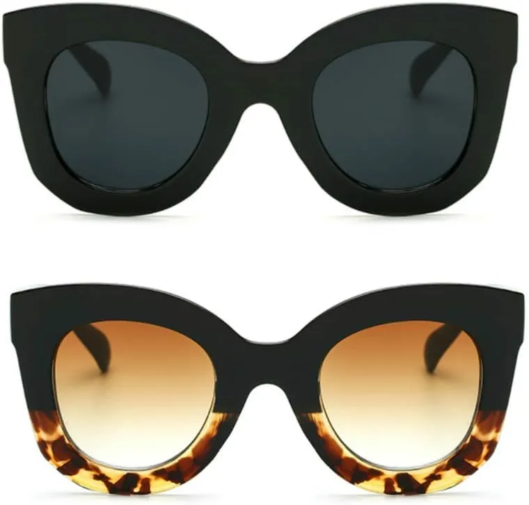 Freckles Mark Thick Fashion Butterfly Sunglasses for Women Trendy Round Cat Eye Sun Glasses