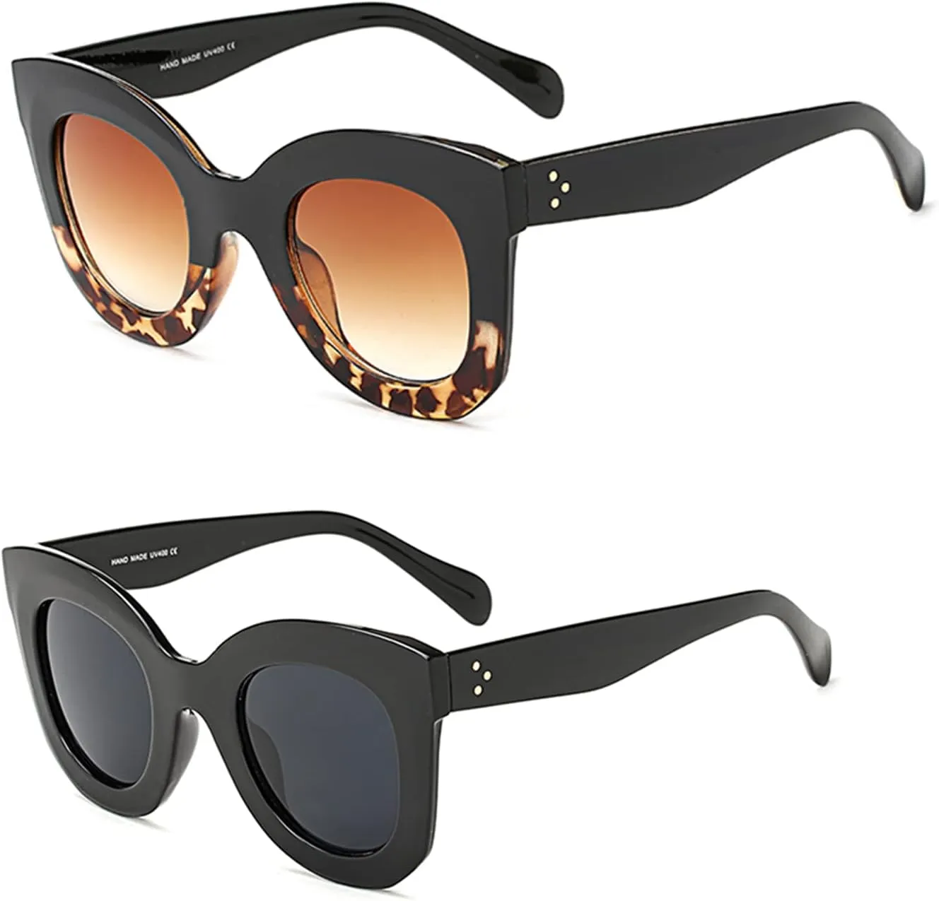 Freckles Mark Thick Fashion Butterfly Sunglasses for Women Trendy Round Cat Eye Sun Glasses