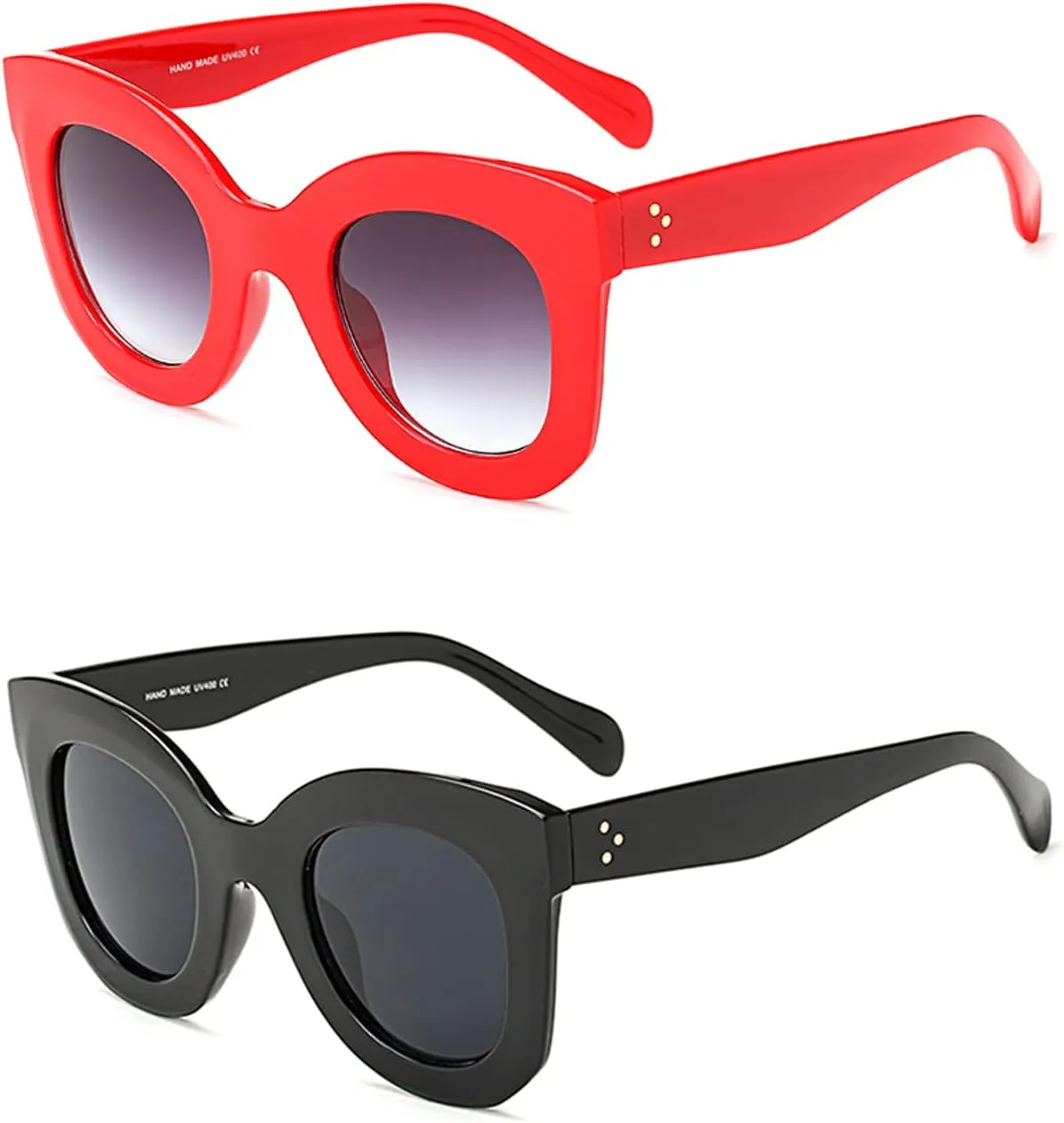 Freckles Mark Thick Fashion Butterfly Sunglasses for Women Trendy Round Cat Eye Sun Glasses
