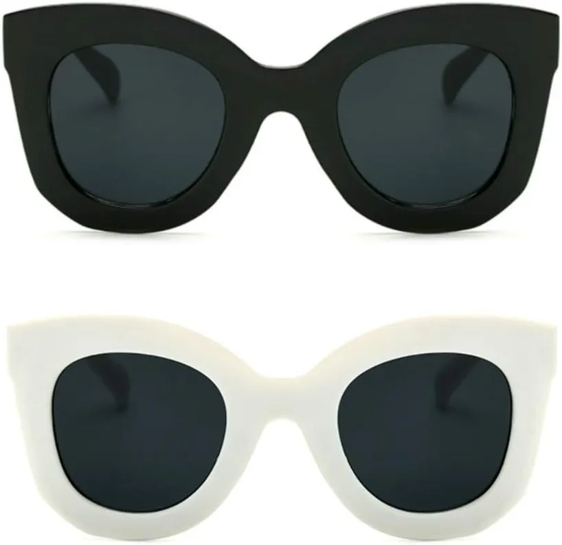 Freckles Mark Thick Fashion Butterfly Sunglasses for Women Trendy Round Cat Eye Sun Glasses