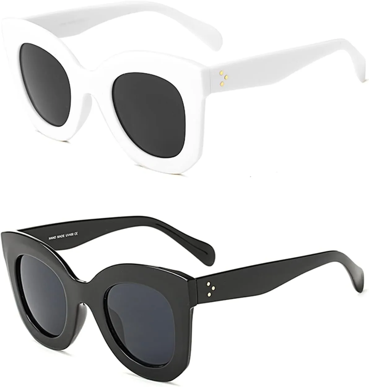 Freckles Mark Thick Fashion Butterfly Sunglasses for Women Trendy Round Cat Eye Sun Glasses