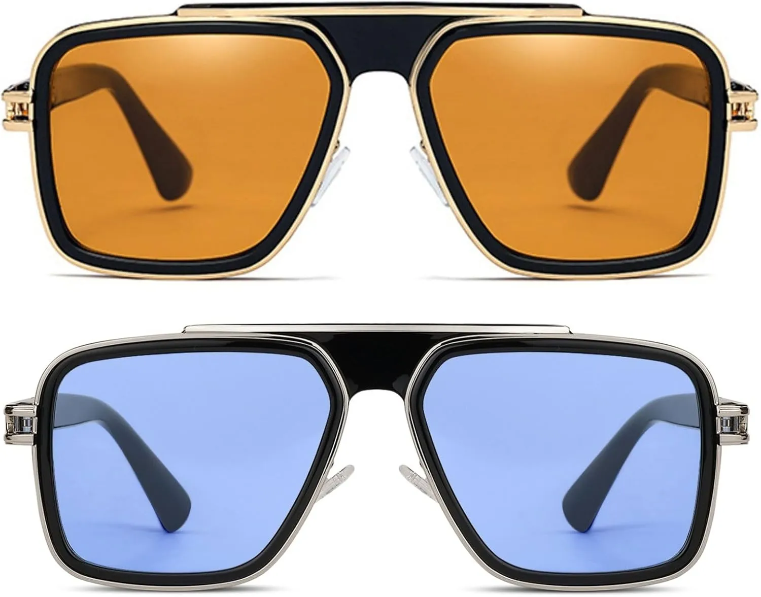 Freckles Mark Trendy Retro Sunglasses for Men Women Stark Vintage Shades 70s Italian Fashion Square Metal Glasses