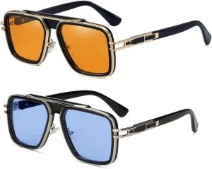 Freckles Mark Trendy Retro Sunglasses for Men Women Stark Vintage Shades 70s Italian Fashion Square Metal Glasses