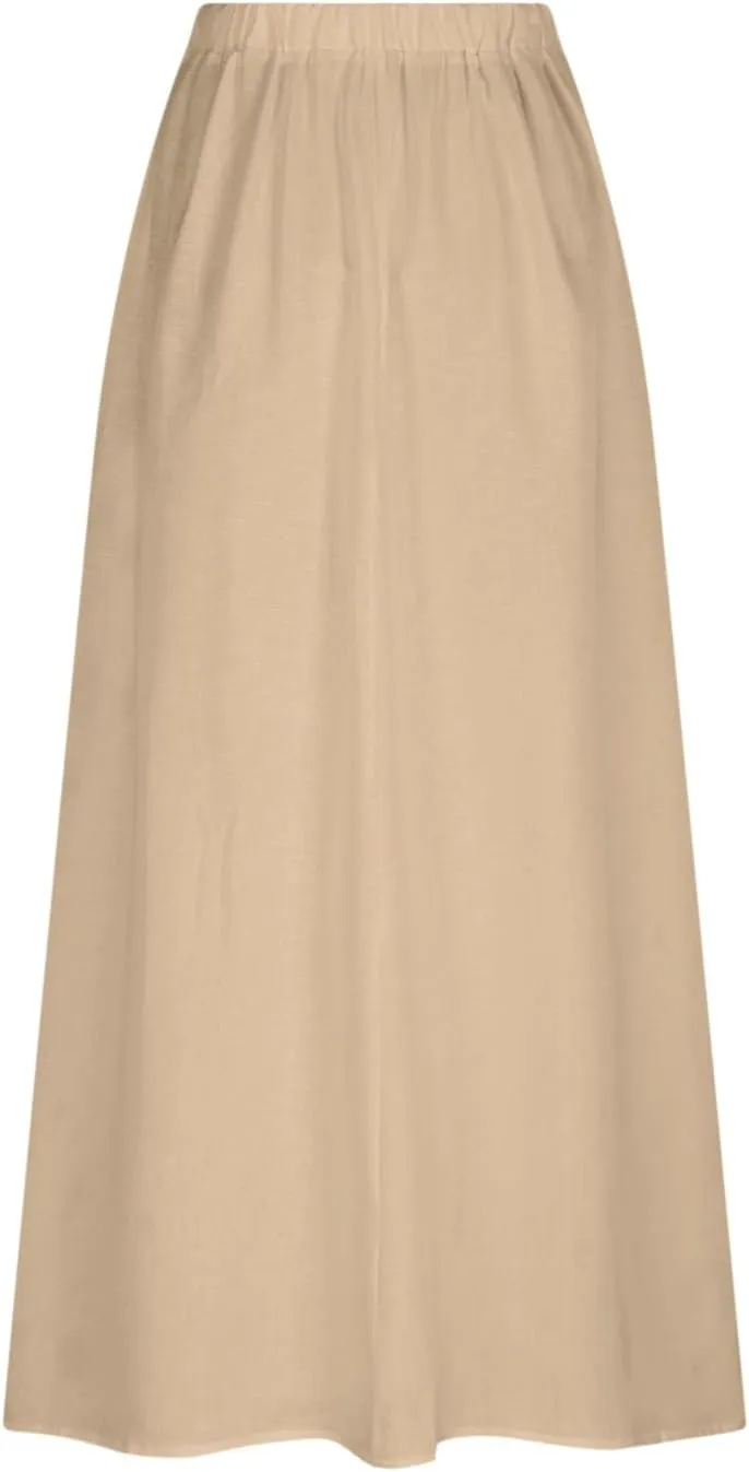 FZYLQY Women's Elastic High Waist Long Skirts Plus Size Casual Loose Skirts with Pockets Pleated A-Line Swing Skirt Dress