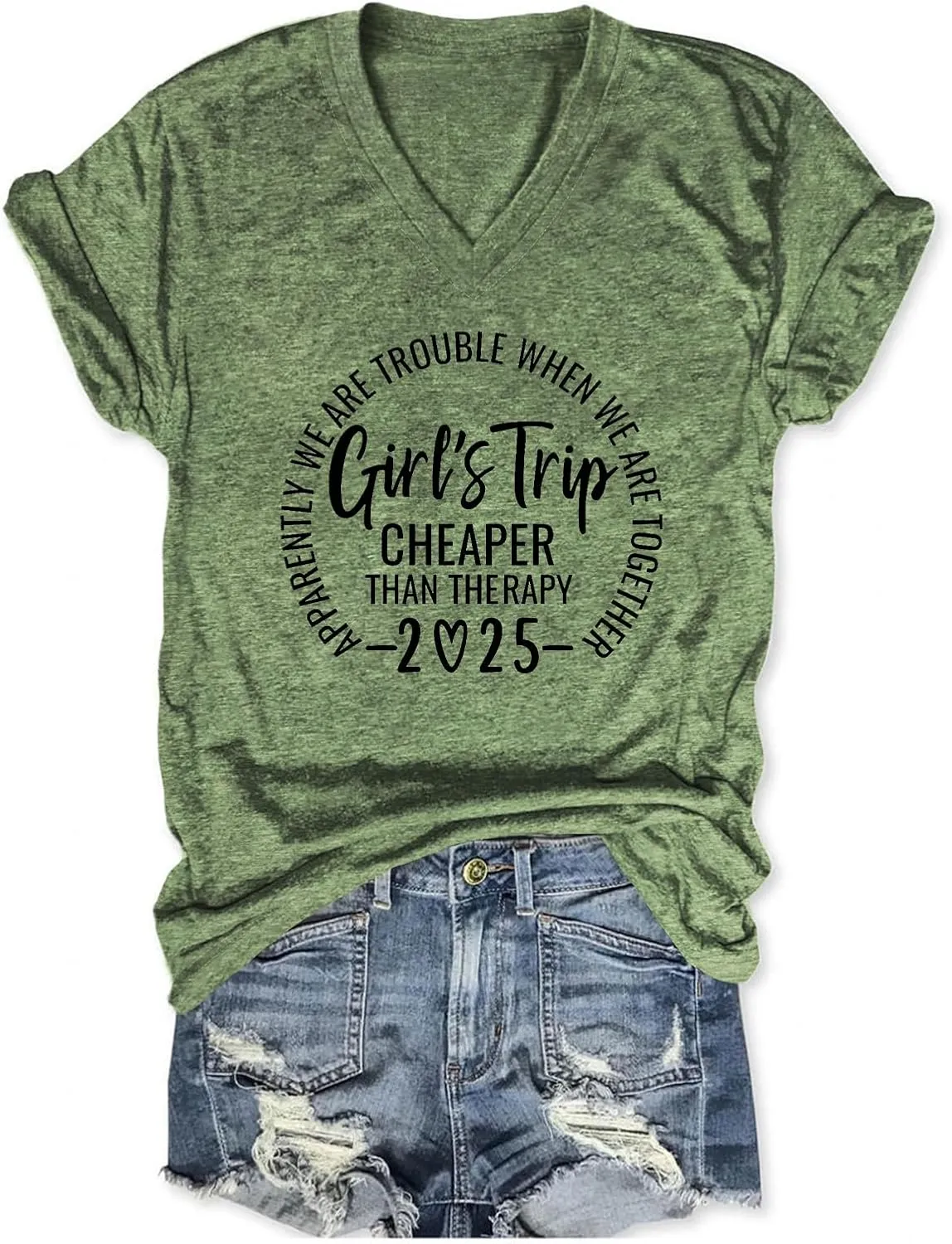 Girls Trip T Shirts for Women 2025 Funny Travel V Neck Tshirt Short Sleeve Tees Tops Soft Cotton T-Shirts