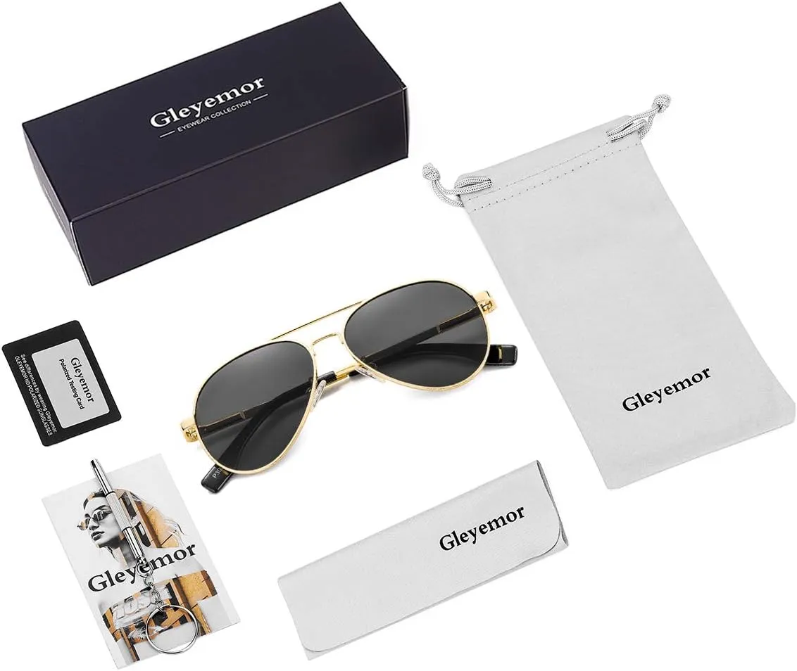 Gleyemor Aviator Sunglasses, Polarized 52MM Frame for Small Faces