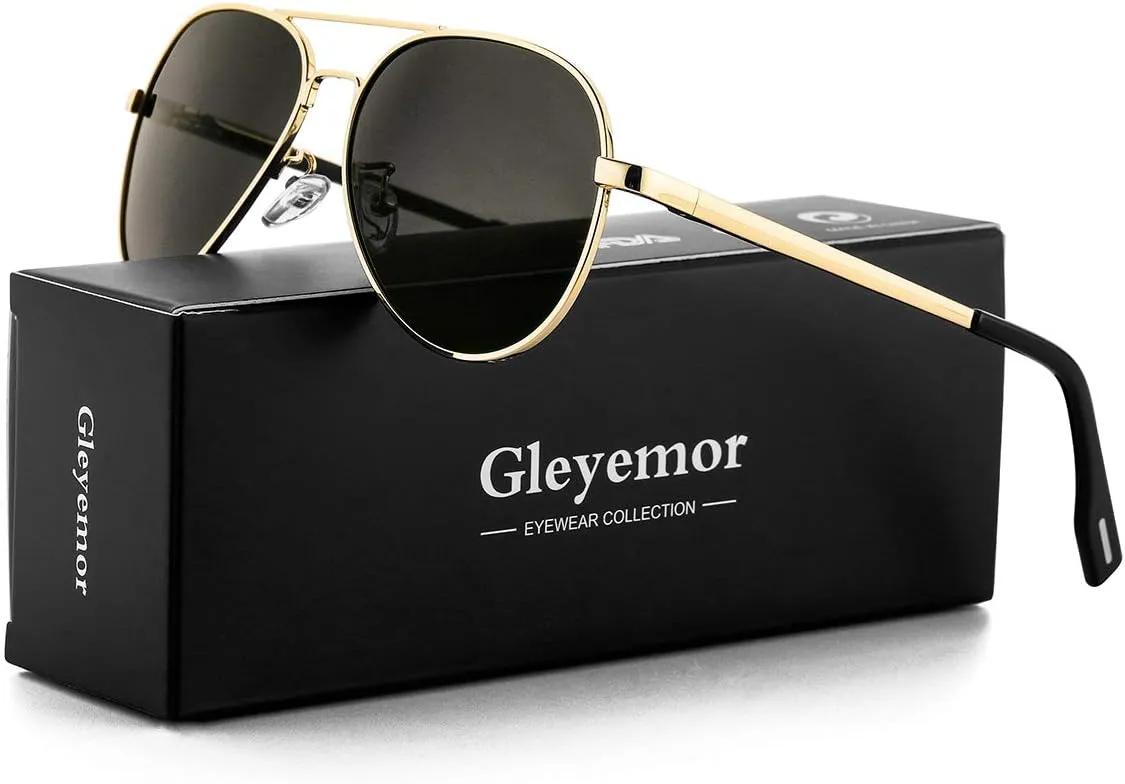 Gleyemor Aviator Sunglasses, Polarized 52MM Frame for Small Faces