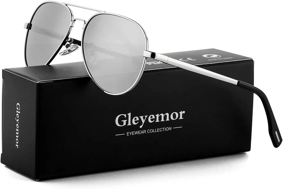 Gleyemor Aviator Sunglasses, Polarized 52MM Frame for Small Faces