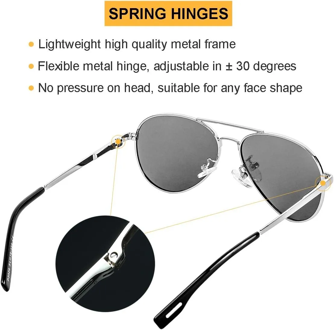 Gleyemor Aviator Sunglasses, Polarized 52MM Frame for Small Faces
