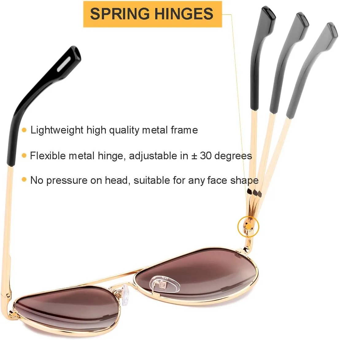 Gleyemor Aviator Sunglasses, Polarized 52MM Frame for Small Faces