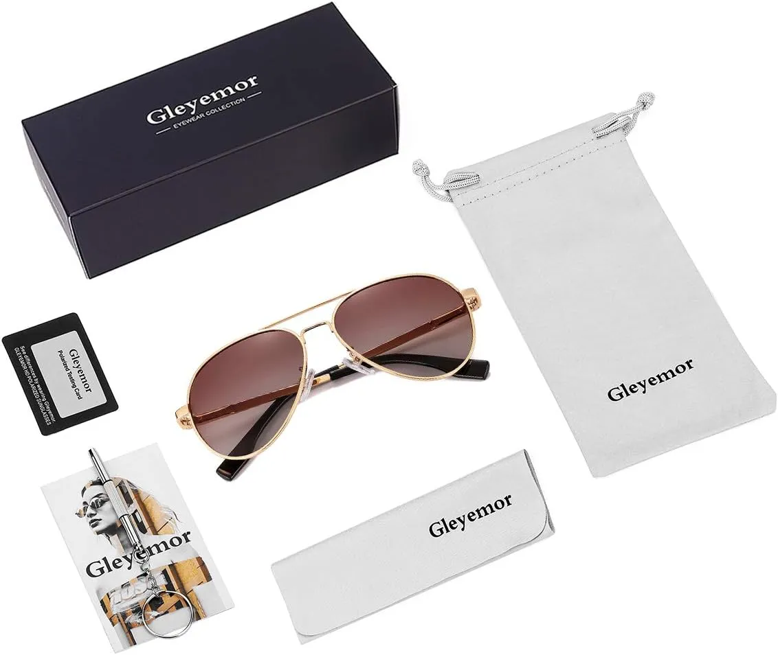 Gleyemor Aviator Sunglasses, Polarized 52MM Frame for Small Faces