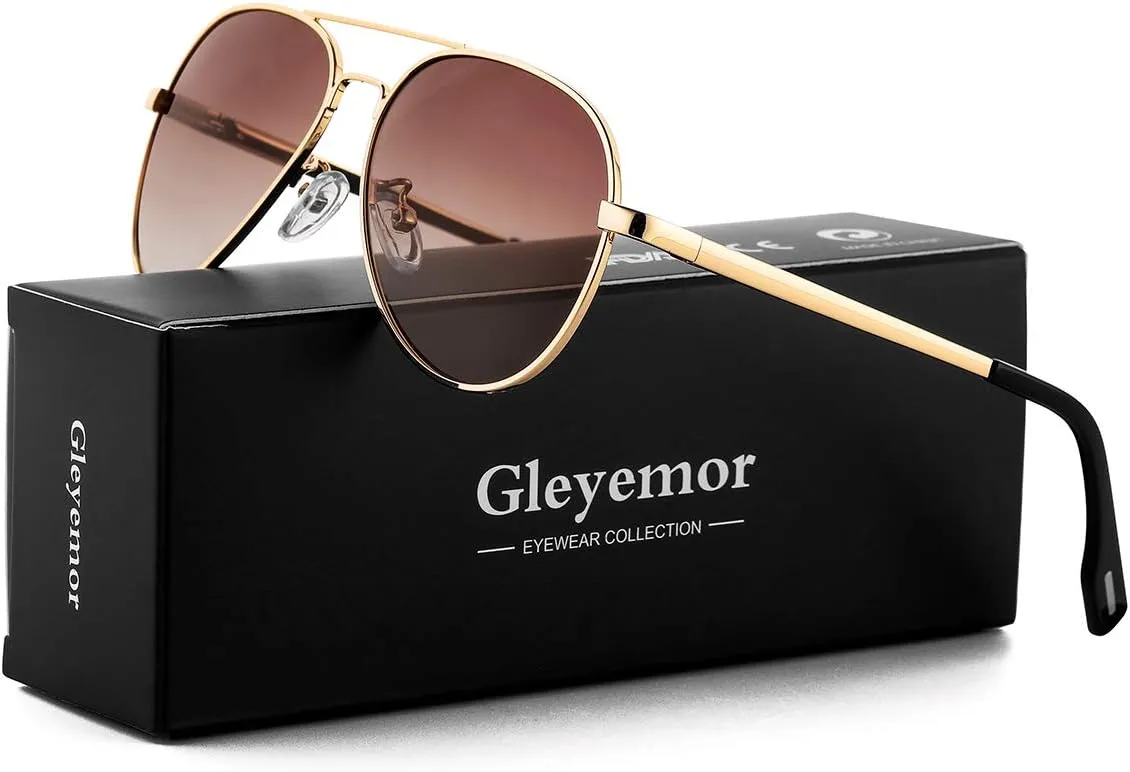 Gleyemor Aviator Sunglasses, Polarized 52MM Frame for Small Faces