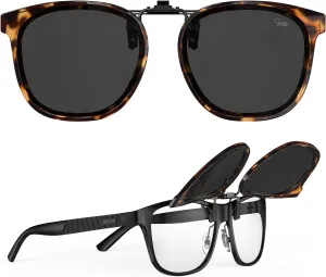 Goiteia Oversized Polarized Clip on Sunglasses over Prescription Glasses for Women Men, Round Stylish Framed Like Sunglasses