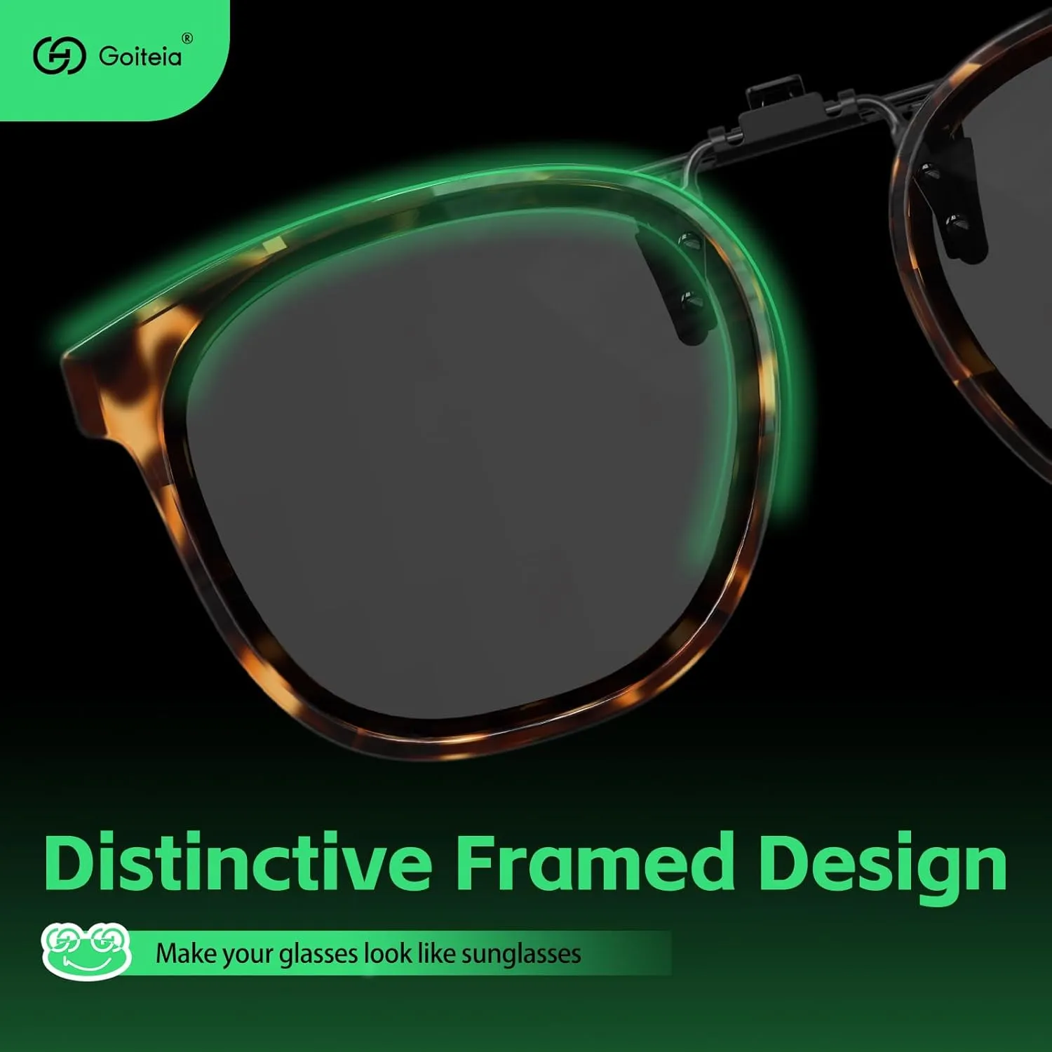 Goiteia Oversized Polarized Clip on Sunglasses over Prescription Glasses for Women Men, Round Stylish Framed Like Sunglasses