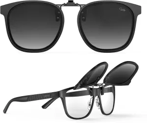 Goiteia Oversized Polarized Clip on Sunglasses over Prescription Glasses for Women Men, Round Stylish Framed Like Sunglasses