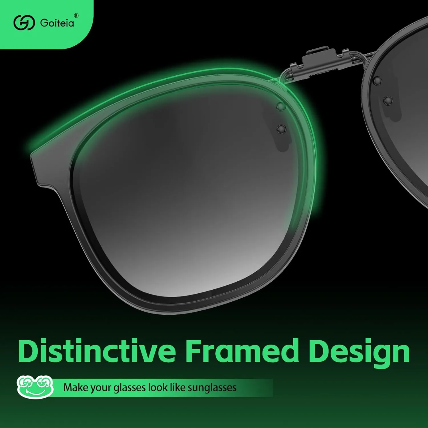 Goiteia Oversized Polarized Clip on Sunglasses over Prescription Glasses for Women Men, Round Stylish Framed Like Sunglasses