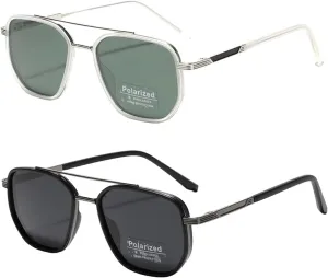HESBITEUL 2 Packs Polarized Sunglasses: Unisex UV400 Protection Oversized Frame with 2 Colors for Cycling/Travel Outdoor Activities