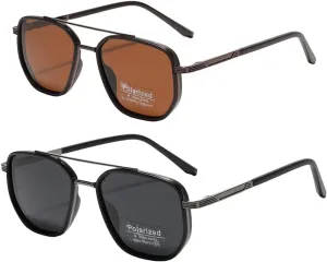HESBITEUL 2 Packs Polarized Sunglasses: Unisex UV400 Protection Oversized Frame with 2 Colors for Cycling/Travel Outdoor Activities
