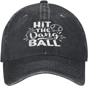 Hit The Dang Ball Hat for Men Black Women Funny Humor Trucker Hats for Dad Dirty