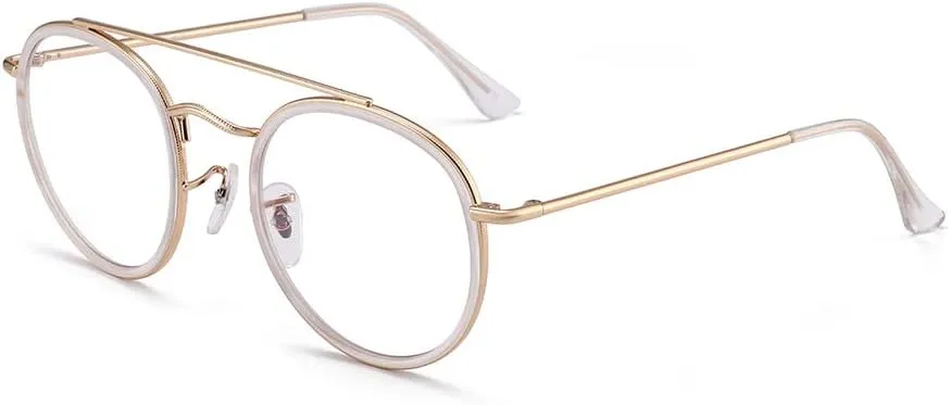 HMRGLMIE-Vintage Round Glasses Men Women Blue Light Blocking Eyeglasses