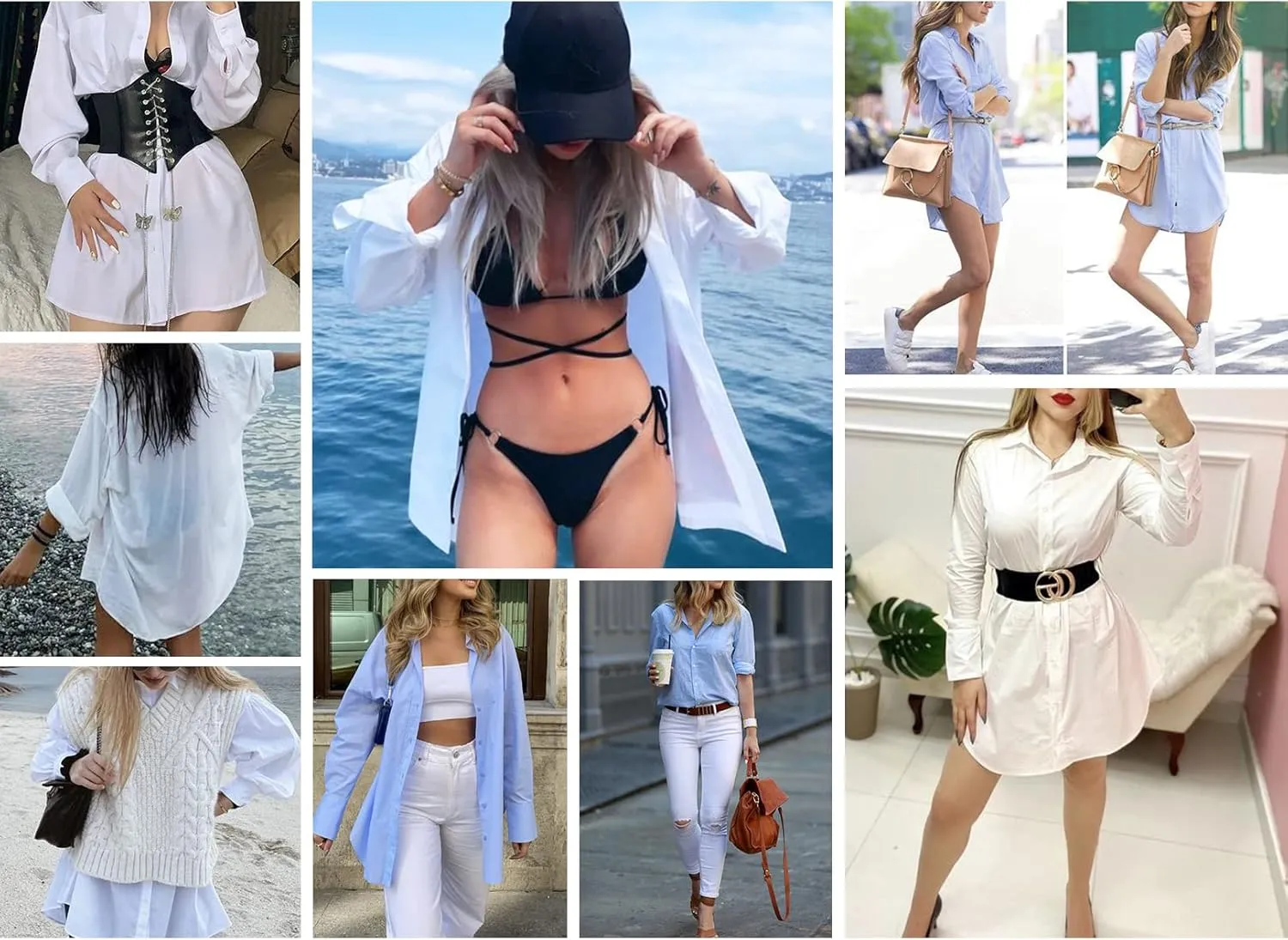 HOTOUCH Women Boyfriend Shirts Button Down Long Sleeve Blouse Cuffed Sleeve Collared Shirt