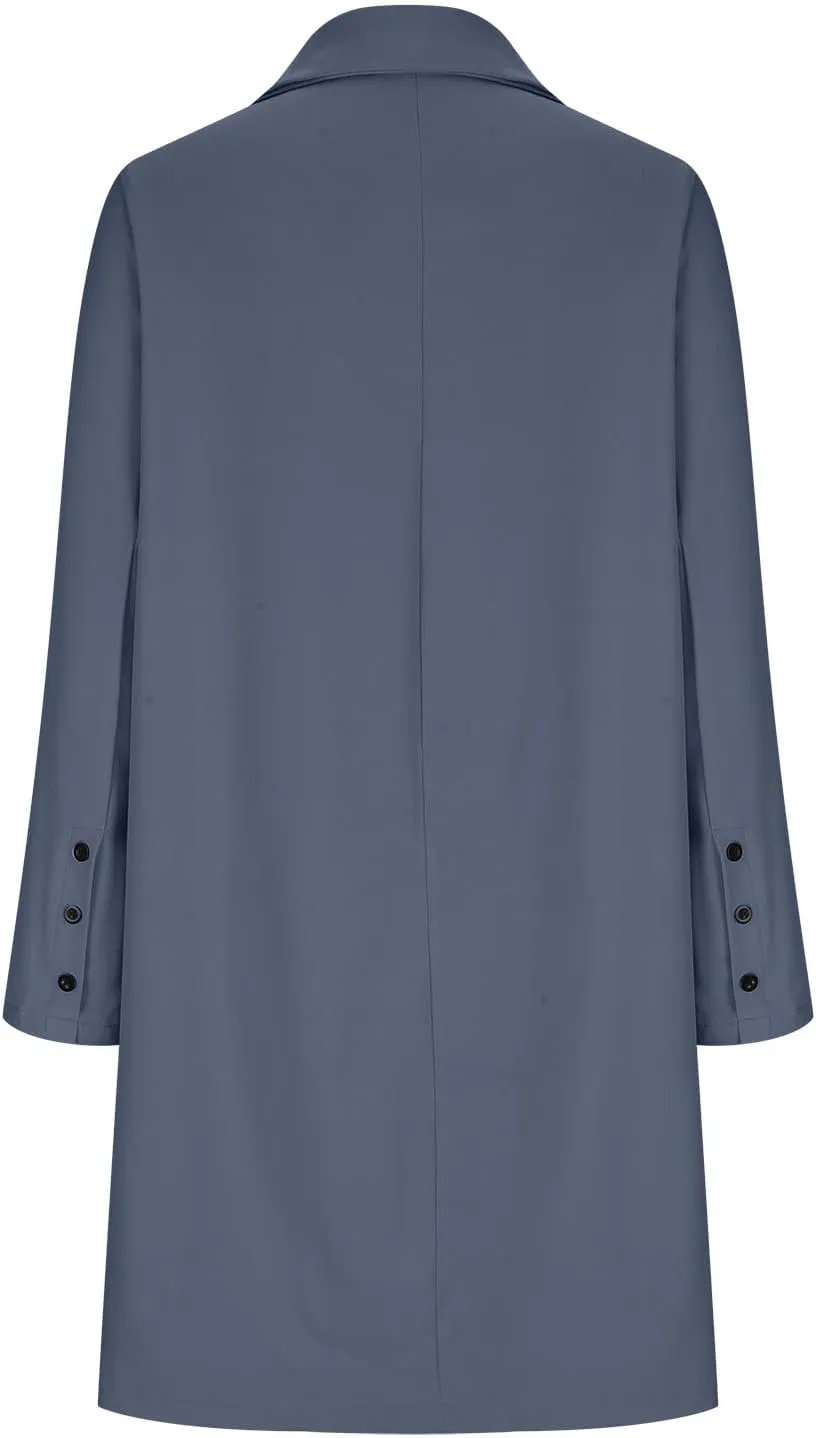 Hvyesh Women's Long Wool Blend Pea Coat Winter Casual Overcoat Notched Lapel Collar Trench Coat Belted Long Jacket Outerwear