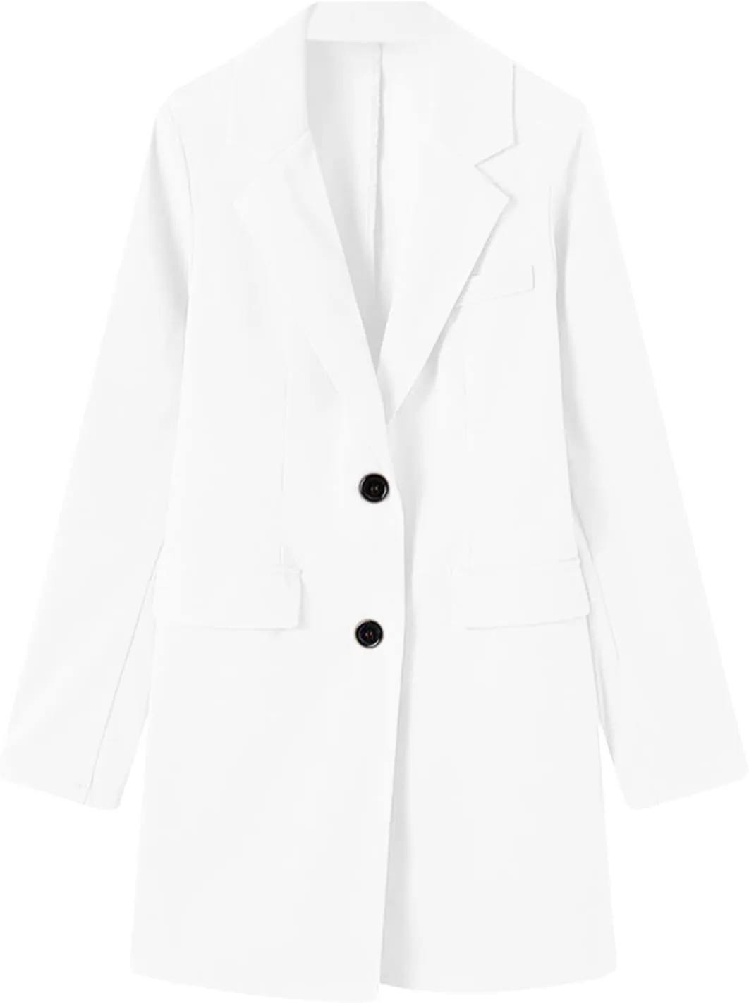 Hvyesh Women's Long Wool Blend Pea Coat Winter Casual Overcoat Notched Lapel Collar Trench Coat Belted Long Jacket Outerwear