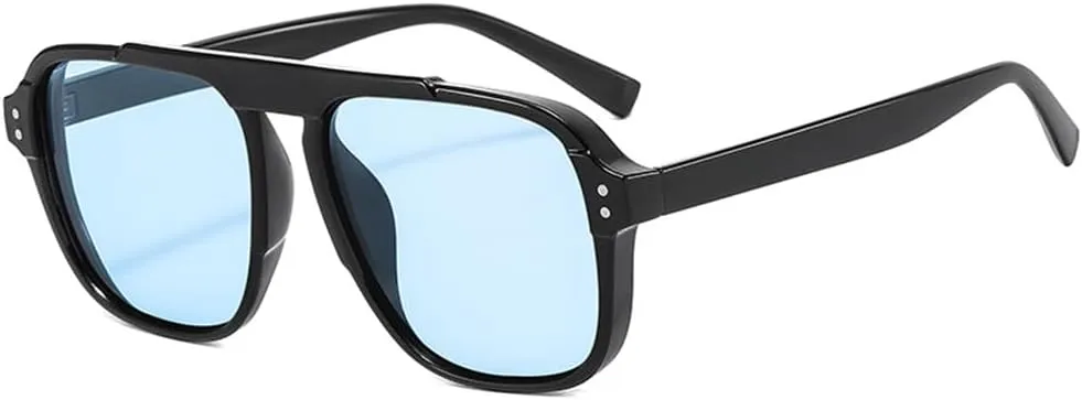 HYLLE Retro Square Aviator Sunglasses Women Men 70s Vintage Trendy Plastic Frame Sun Glasses