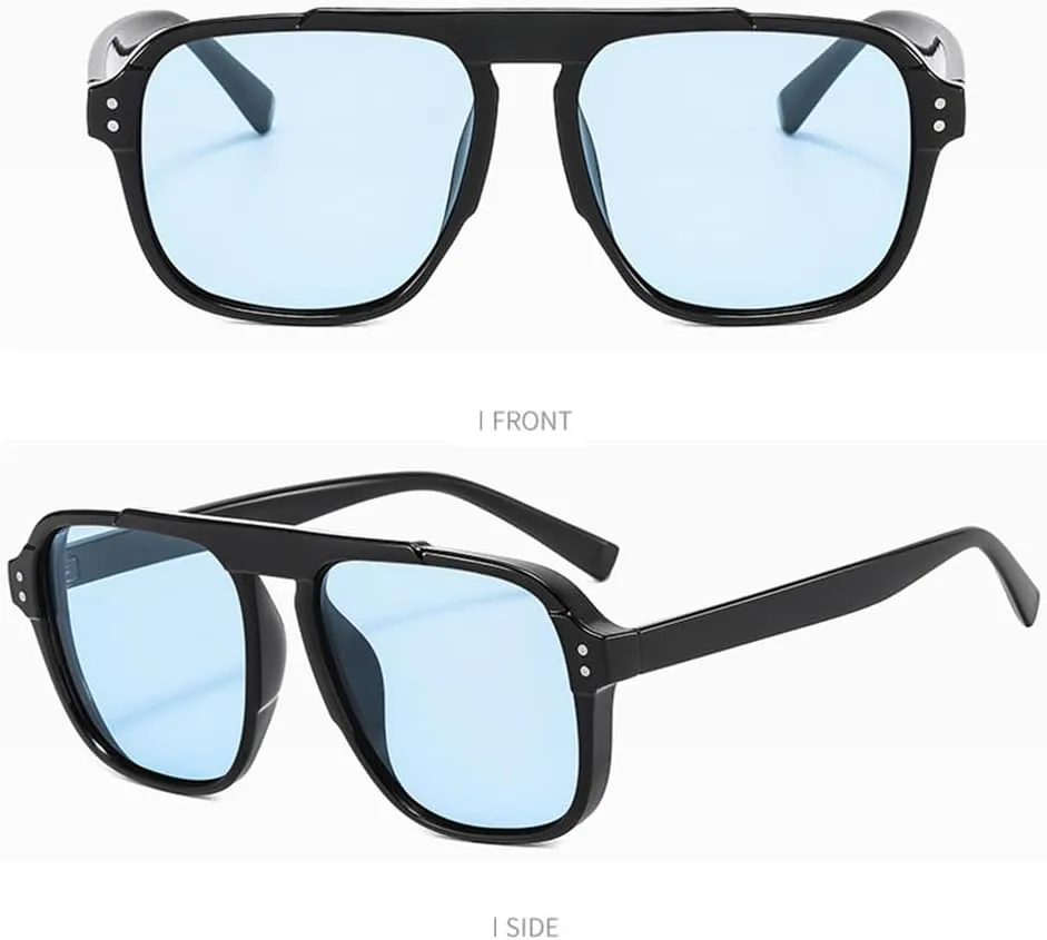 HYLLE Retro Square Aviator Sunglasses Women Men 70s Vintage Trendy Plastic Frame Sun Glasses