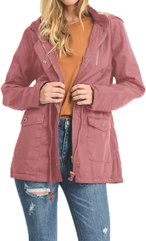 J. LOVNY Womens Zip Up Utility Anorak Safari Jacket Parka (S-3XL)