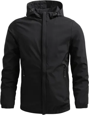 Jackets for Men, Men's Hooded Waterproof Jacket Lightweight Rain Jacket Outdoor Casual Workout Sportswear Jackets