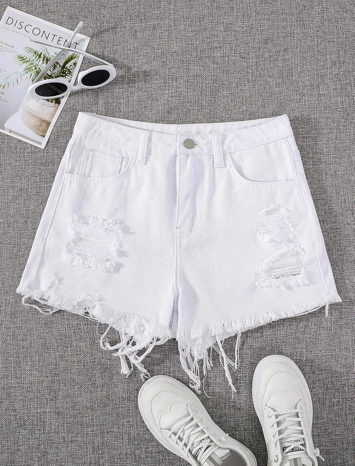 Jean Shorts for Teen Girls Ripped Raw Hem High Waist Straight Leg Cute Summer Y2K Denim Shorts 13Y-16Y