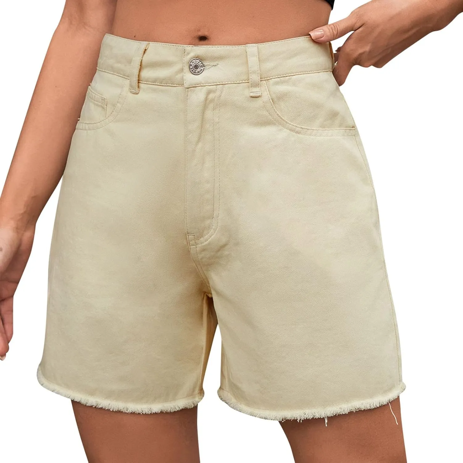 Jean Women Shorts Summer Loose Short Jeans High Waisted Classic Bermuda Shorts Knee Length Casual Short with Pockets