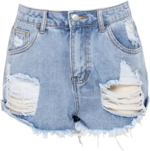 JEKE-DG Women's Ripped Denim Shorts High Waisted Raw Hem Distressed Jean Shorts Frayed Skinny Casual Jeans Shorts