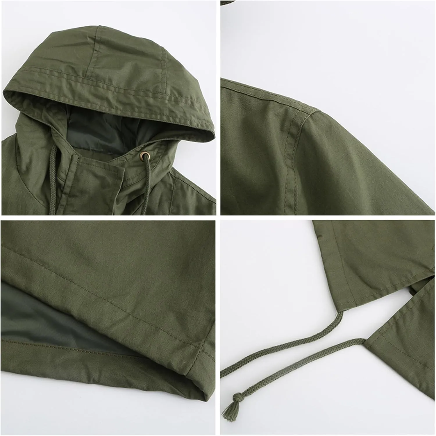 JEsilunmaMY Women's Lightweight Military Anorak Jackets Safari Hoodie Utility Drawstring Coat Windproof Windbreaker Raincoats