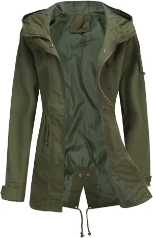 JEsilunmaMY Women's Lightweight Military Anorak Jackets Safari Hoodie Utility Drawstring Coat Windproof Windbreaker Raincoats