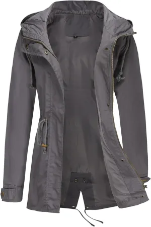 JEsilunmaMY Women's Lightweight Military Anorak Jackets Safari Hoodie Utility Drawstring Coat Windproof Windbreaker Raincoats