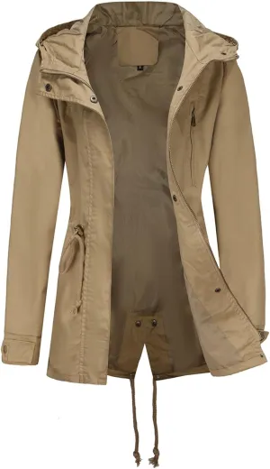 JEsilunmaMY Women's Lightweight Military Anorak Jackets Safari Hoodie Utility Drawstring Coat Windproof Windbreaker Raincoats