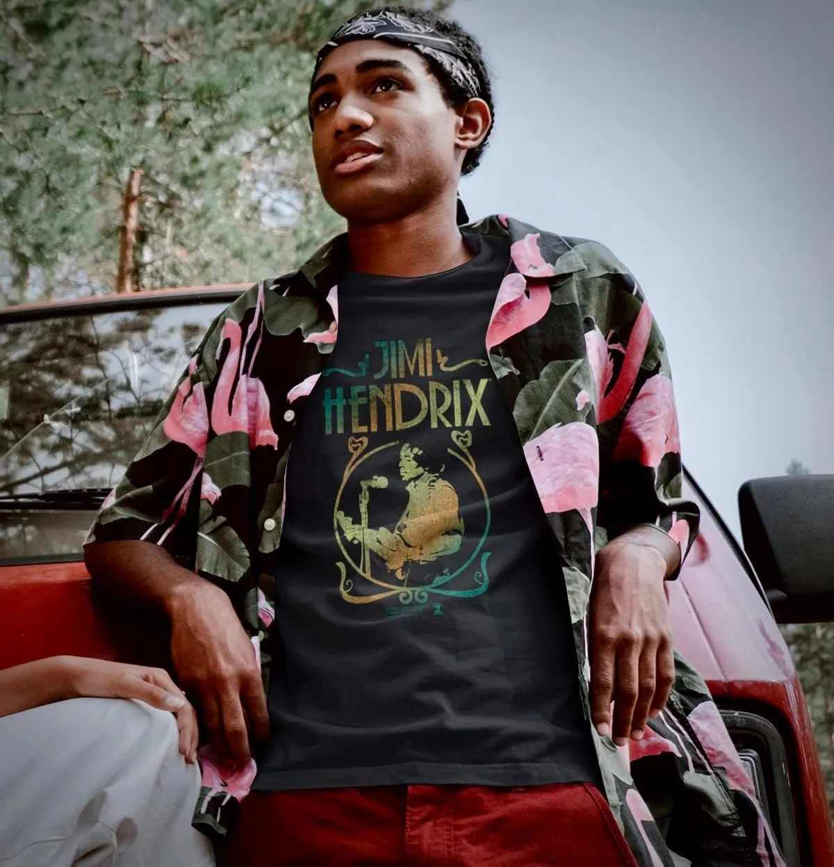 Jimi Hendrix Musician Jimi Hendrix Playing Guitar Concert Image Adult Graphic T-Shirts Vintage Style Graphic Tees
