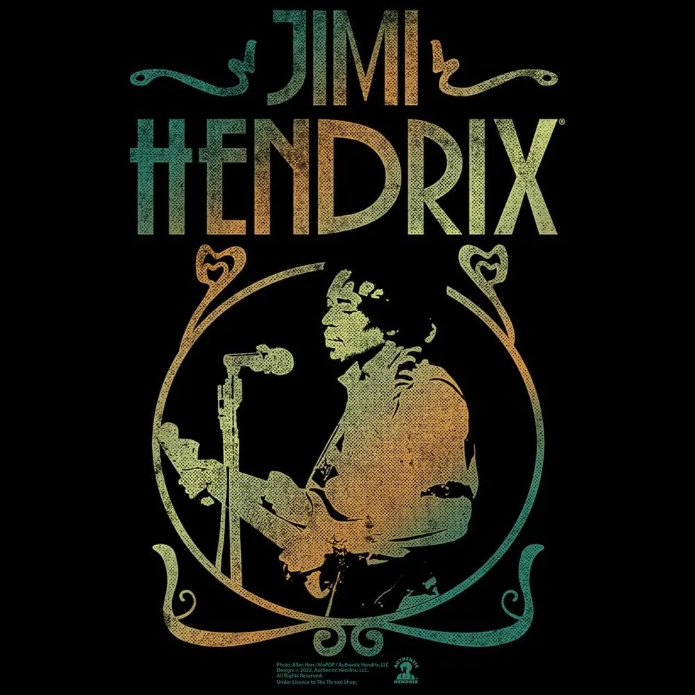 Jimi Hendrix Musician Jimi Hendrix Playing Guitar Concert Image Adult Graphic T-Shirts Vintage Style Graphic Tees