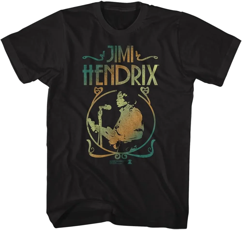 Jimi Hendrix Musician Jimi Hendrix Playing Guitar Concert Image Adult Graphic T-Shirts Vintage Style Graphic Tees