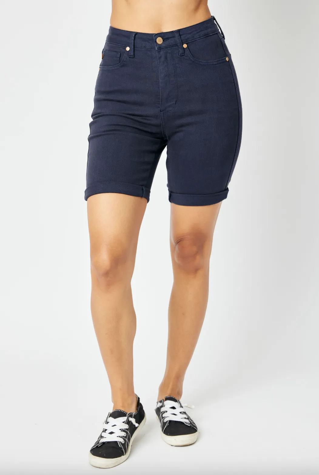 Judy Blue Navy High Waist Tummy Control Bermuda Shorts