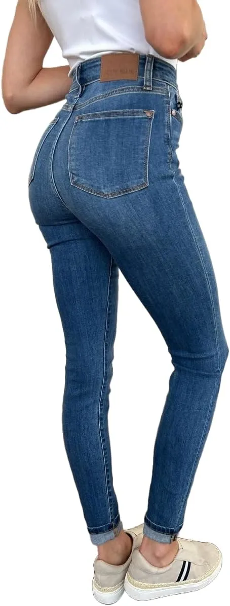 Judy Blue Women's Cuffed Hem Skinny Jeans