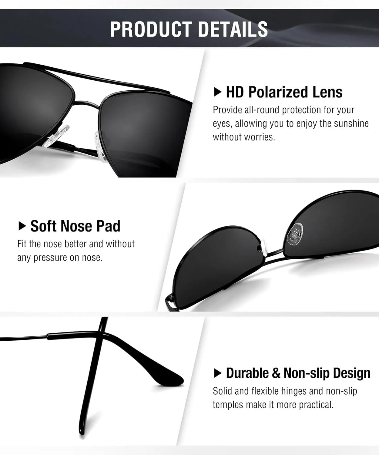 KALIYADI Polarized Aviator-Sunglasses-for-Men Women Mens-Sunglasses: Lightweight Polit Sun Glasses Upgraded UV400 for Driving