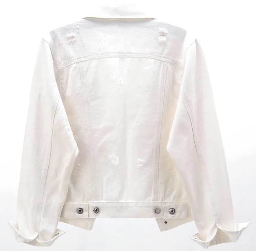 Kedera Womens Denim Jackets Distressed Ripped Long Sleeve Jean Jacket Coats