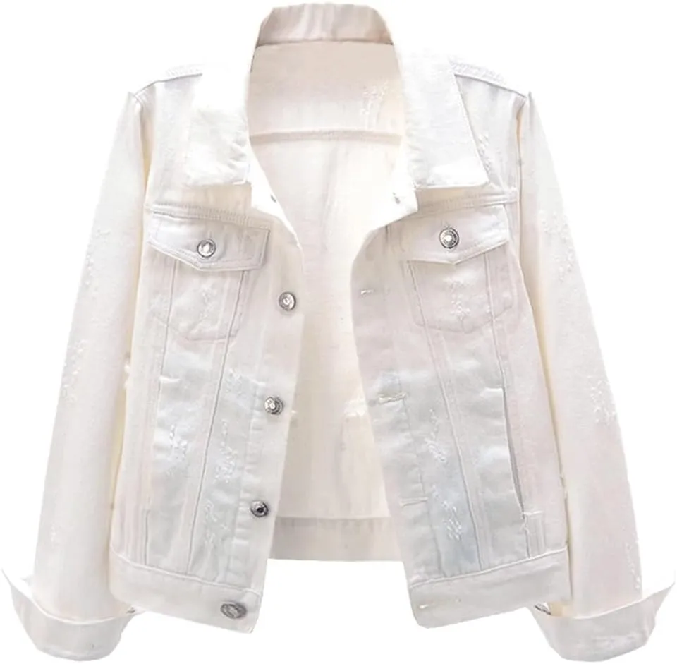 Kedera Womens Denim Jackets Distressed Ripped Long Sleeve Jean Jacket Coats